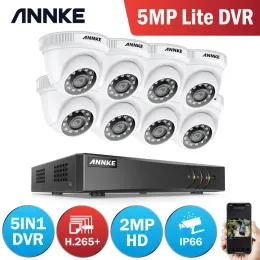 System Annke 8ch 2MP HD System nadzoru wideo H.265+ 5in1 5MP Lite DVR 4x 8x 1080p Dome OutdoorProof Securproof Cameras CCTV