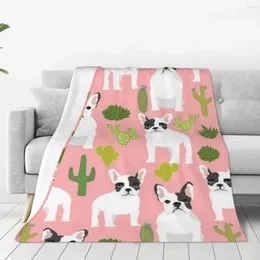 Filtar Floral Pitbull Cactus Fleece Throw Filt varm och mysig för alla säsonger Comfy Microfiber Couch Soffa Bed 40 "x30"