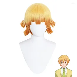 Forniture per feste Agatsuma zenitsu cosplay parrucca per anime aldult corta parrucche sintetiche dritte dritte costume di Halloween