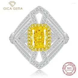 클러스터 반지 Gica Gema Classic 925 Sterling Silver Crushed Cut 6 8 8 Citrine Gemstone whending party Fine Jewelry Wholesale