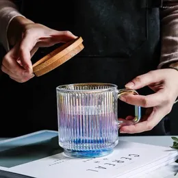 와인 안경 대용량 유리 잔 아침 컵 창조적 인 다채로운 덮개 디저트