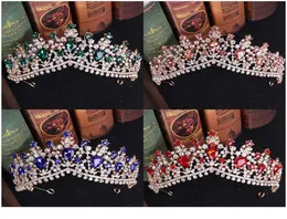 4 Renkli Rhinestone Kristal Düğün Taç Gelin Tiaras ve Taçlar Kraliçe Diadem Pageant Altın Taç Gelin Saç Takı Acc Jllvxe7393245