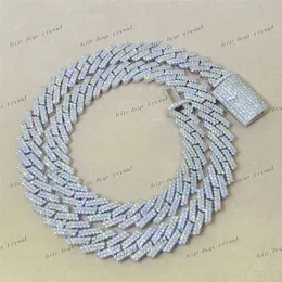 Europäische und amerikanische kubanische Kette 10 mm Full Moissanite S925 Silber Rhombus Kubanische Halskette für Männer