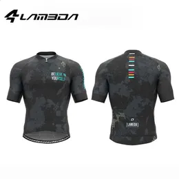 Lameda Summer Cycling Jersey for Men Orange Short Sleeve Mens 팀 의류로드 자전거 자전거 사이클링 스포츠웨어 240325