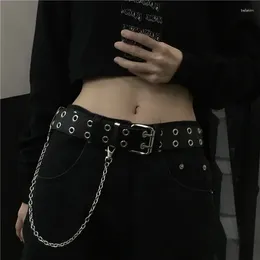 Bälten 2024 Punk Fashion Eye Belt Men's and Women's Personality Street Hip Hop Chain Decorative