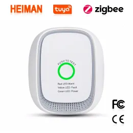 Detektor Heiman Zigbee Tuya Palustabilble Gas czujnik gazu ziemny wyciek LPG Detektor pożarowy System bezpieczeństwa bezpieczeństwa bezpieczeństwo Smart Home