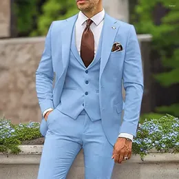 Мужские костюмы Slim Fit Wedding Party Business Formal Groom Tuxedos 3 Piece Fashion Наборы куртки Notched Lapel Blazer 2024