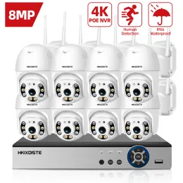 Sistema colorido noturno ptz sistema de câmera 8ch 4k xmeye nvr 8mp ao ar livre wi -fi camera de segurança ip de wifi de 2 video de áudio kit de vigilância de áudio