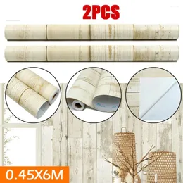 Wallpapers 2 Roll 6M Wood Distressed Panel Peel And Stick Wallpaper Self-Adhesive Removable Wall Covering Decorative Vintage