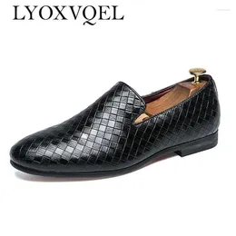 Casual Shoes Men Braid Leather Driving Oxfords Loafers Moccasins italienska för lägenheter M194