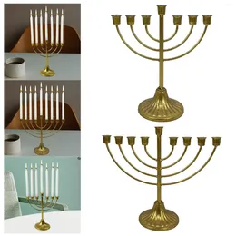 Titulares de vela Tabela Judaica Candlestick Titular Wide Base Robusta Hanukkah Menorah Menorah para Armário de Prateleira Lareira da Livro da sala