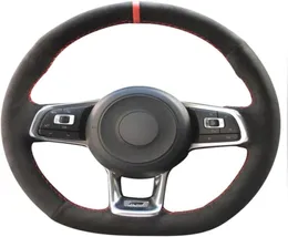 Tampas de volante de camurça de couro genuíno preto para 20152019 VW Jetta Gli Golf R Golf 7 Mk7 Golf GTI Acessórios3872592