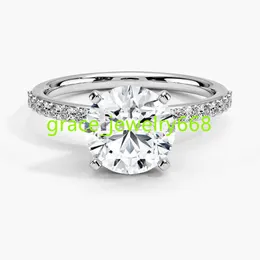 Solitaire Hpht Lab Grown Diamond Wedding Ring Biżuteria Women Lab Stworzyło Diamond Hidden Halo 18K Białe złoto