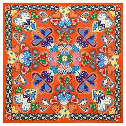 Mode Seidenschal Frauen große Schals lieben Blumenquadrat Bandana Luxus Kerchief Hijab Schal weiblich Foulards 130 cm Strandtuch 240322