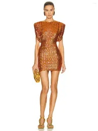 Sukienki zwyczajne Rozdziela się Teger 2024 Autumn/Winter Sexy Sleveless Gold Sequin Dress Women's Celebrity Club Party Evening Hurtant