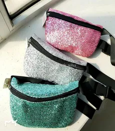 Розовая фанни -пачка Bling Shine Beart Сумка Irredescent Glitter Sparkle Waist Pack Sack рюкзак для женщин для женщин Grils Party7064168