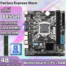 Moderbrädor B85 Moderkort LGA 1150 Set med Core i3 4170 Processor och 1*8 GB = 8 GB DDR3 Memory Desktop Assembly Kit USB SATA 3.0 PCIe 16x