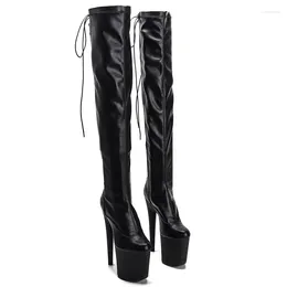 Sapatos de dança Laijianjinxia 20cm/8inch fosco pu PU Upper Women Platform Party High Heels Modern Over the Knee Boots Pólo 457