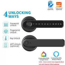 Kontrollera tuya biometriskt fingeravtryck smart dörrlås ttlock fingeravtryck lås lösenord elektronisk digital lås nyckelfri inträde smarta lås