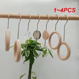 Hangers 1-4PCS Clothing Store Hook Circle Wooden Wholesale Hanger Ring Hat Clip Double-headed Wood Scarf Holder