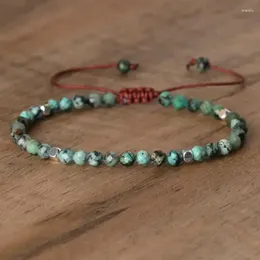 Strand 1 PC BOHEMIAN 4 mm Natural Stone African Turquoise Bransoletka Regulowane Kryształ Bransoletki dla kobiet biżuteria