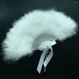 Figurine decorative ventilatori di piume per matrimoni personalizzati con pere d'argento danza di lusso sposa con oggetti di scena di POs Favors Abanicos Para Boda