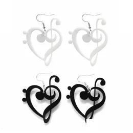 Dangle Chandelier Simple Classic Black and White Heart Shape Music Music Notes 여성용 독창적 인 패션 보석 DROP D DHJLG