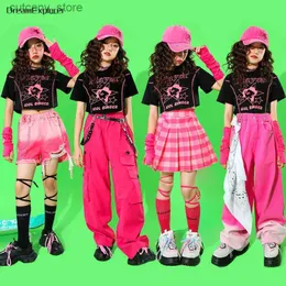 Calça meninas meninas hip hop colhere top lodgo cargo calça infantil shorts sólidos roupas de streetwear roupas infantis saia xadra