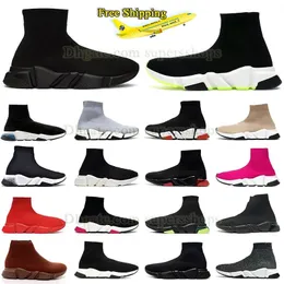 free shipping Original Sock Shoes Casual Sneaker Men Women Speed Trainer Triple Black Graffiti White Blue Red Clear Sole Volt Lace-up Beige Booties Designer Sneakers