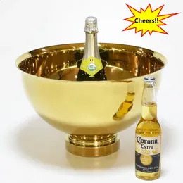 Festa em casa Golden Champagne Bowl 304 Becha de cerveja de aço inoxidável barril de parede dupla parede de vinho tinto de vinho refrigerador de gelo 240327