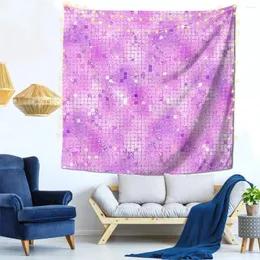 Arazzi Immagine di lavanda Purple Retro Disco Mirror Squares Decor muro Arazzo con clip Barb Regalo di compleanno Office Polyester Delicate