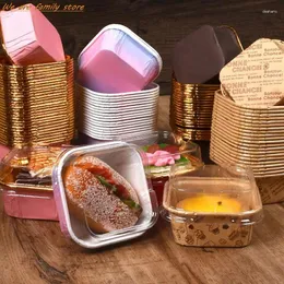 Bakningsformar 50st 6,5x3,5 cm Square Cupcake Paper Oil-Proof Chiffon Roll Cake Cup Muffin High Temperatur Case mögelhållare