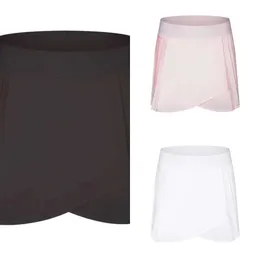 Lu alinhado de tênis alinhado esportivo shorts shorts de golfe plissado forro de saia ao ar livre academia de ginástica de lazer Fitness Saias curtas