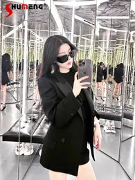 Women's Suits 2024 Spring Solid Color Suit Jacket Double Breasted Blazer Female Long Sleeve High-End Affordable Luxury Super Nice Jackets