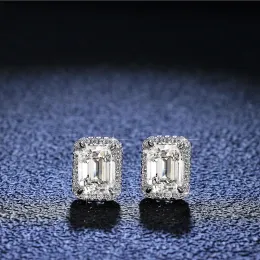 Rings AETEEY Real Moissanite Square Stud Earrings 1CT D Color Emerald Cut Pure 925 Sterling Silver Fine Jewelry Gifts for Women EA038