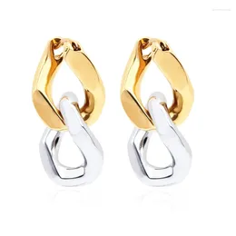 Bolzenohrringe einfache geometrische Messing Doppelkreis Chunky Hoop baumeln für Frauen Damen Juwely Custom Logo.