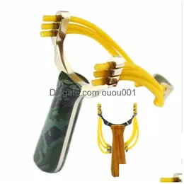 Hunting Slingshots Professional Shooting Aluminum Slings Camouflage Bow With Rubber Band Does Not Hurt Outdoor Game Toys Drop Delivery Dh5Gs