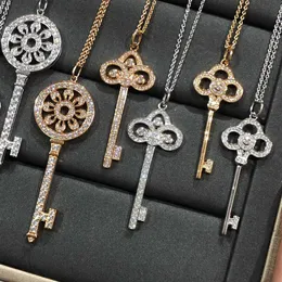 Designer Brand HANDI High Quality Jewelry Tiffays Key Set with Diamond Gold Necklace Flat Replacement Collar Chain