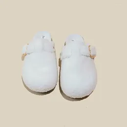 Slippers Shoes For Women 2024 Cover Toe Soft Low Pantofle Slides Comfort Flat Basic Autumn Short Plush Rubber