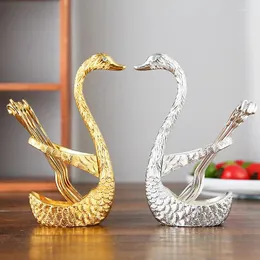 Spoon Spoon European e American Zinc Letre Cuon Set Feather Shape Gold Silver Finish Specidimento Metal Table Table Storage