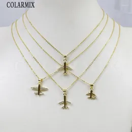 Chains 10pieces Zirconia Tiny Airplane Pendant Necklace Lovely Girl Special Women Gift 52830