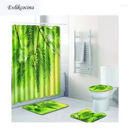 Bath Mats 4st Pine Leaves Banyo Paspas Badrumset Anti Slip Tapete Banheiro Washable Toalettmattor Alfombra Bano