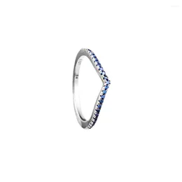 Кластерные кольца CKK Timeless Wish Sparkling Blue Ring для женщин 925 Серебряное серебряное ювелирное изделия Anillos Mujer Bague Plata Anel