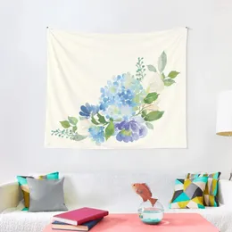 Tapisserier blå akvarell hortensia tapestry hem dekoration tillbehör