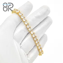 4x6mm 8 tennis VVS Moissanite Bracciale Pass Tester Diamond Round Brilliant Cut Gold Gold 925 Silver Link Fine Jewelry