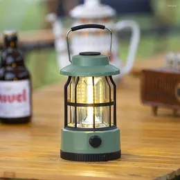 Portable Lanterns Classical Camping Light USB C Rechargeable COB Double Row LED 250LM Stepless Dimming IPX4 Outdoor Lighting With Hook