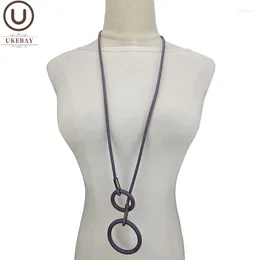 Hänge halsband ukebay lång lila gummi tröja kedja för kvinnor runda halsband handgjorda stora smycken grossist