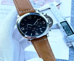 2021 Nya sex sömmar Luxury Mens Watches All Dial Work Quartz Watch High Quality Italy Top Brand Military Chronograph Clock Leath6112475