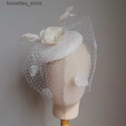 Hochzeit Haarschmuck Hochzeit Haar Schmuck Vintage Hochzeit Braut Haarzubehör Blume Tüll Vogelkäse Schleier Kopfstück Mini Hochzeit Braut Hut 230615 L240402