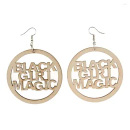 Dangle Earrings Lovely Round Drop Natural "Black Girl " African Women Wooden Earrings.